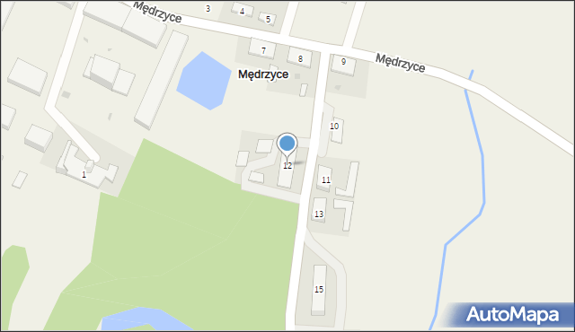 Mędrzyce, Mędrzyce, 12, mapa Mędrzyce