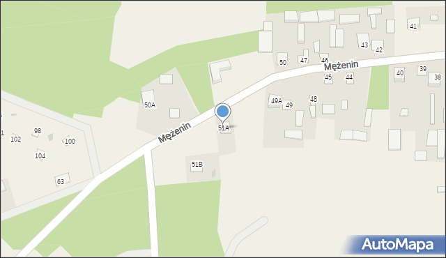 Mężenin, Mężenin, 51A, mapa Mężenin