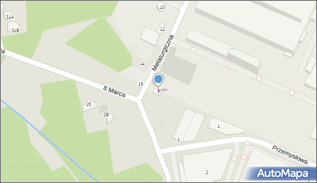 Myszków, Metalurgiczna, 9, mapa Myszków