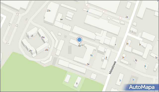 Olsztyn, Metalowa, 6d, mapa Olsztyna