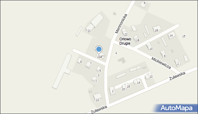 Orłowo, Mennonicka, 11a, mapa Orłowo