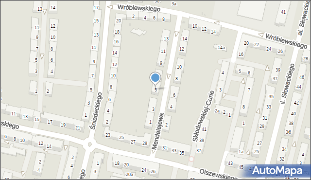 Oświęcim, Mendelejewa Dymitra, 5, mapa Oświęcimia