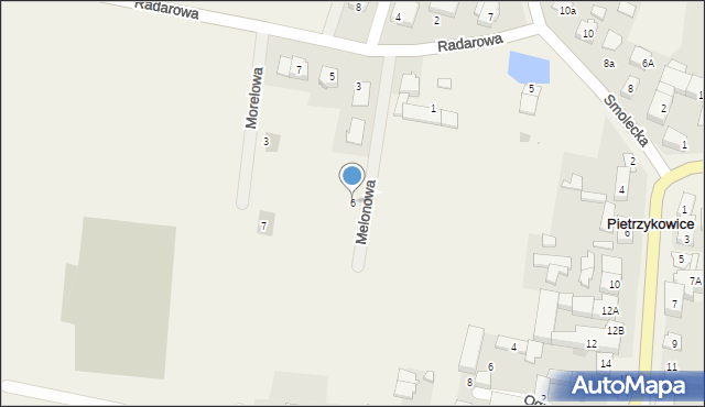 Pietrzykowice, Melonowa, 6, mapa Pietrzykowice
