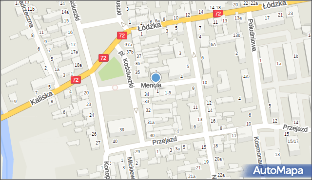 Poddębice, Mencla Jerzego, płk., 1a, mapa Poddębice