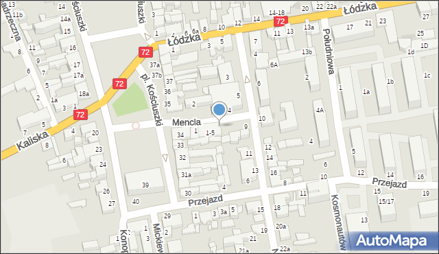 Poddębice, Mencla Jerzego, płk., 5, mapa Poddębice