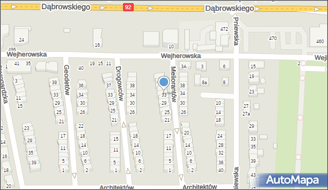 Poznań, Meliorantów, 33, mapa Poznania