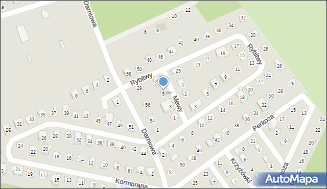 Poznań, Mewy, 5, mapa Poznania