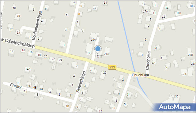 Pszczyna, Męczenników Oświęcimskich, 21, mapa Pszczyny