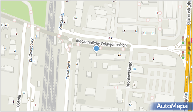 Pszczyna, Męczenników Oświęcimskich, 4, mapa Pszczyny