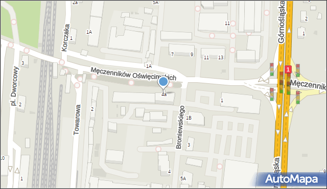 Pszczyna, Męczenników Oświęcimskich, 4a, mapa Pszczyny