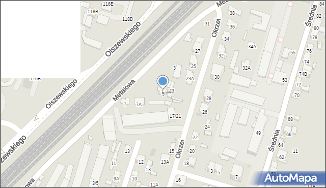 Radom, Metalowa, 5, mapa Radomia