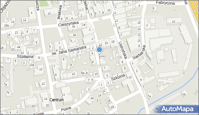 Skoczów, Mennicza, 3, mapa Skoczów