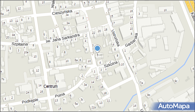 Skoczów, Mennicza, 7, mapa Skoczów