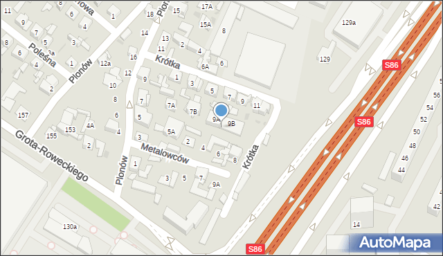 Sosnowiec, Metalowców, 9, mapa Sosnowca