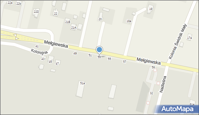 Świdnik, Mełgiewska, 53, mapa Świdnika