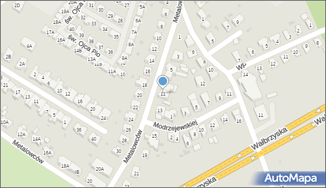 Świebodzice, Metalowców, 11, mapa Świebodzice