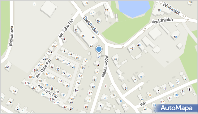 Świebodzice, Metalowców, 2, mapa Świebodzice