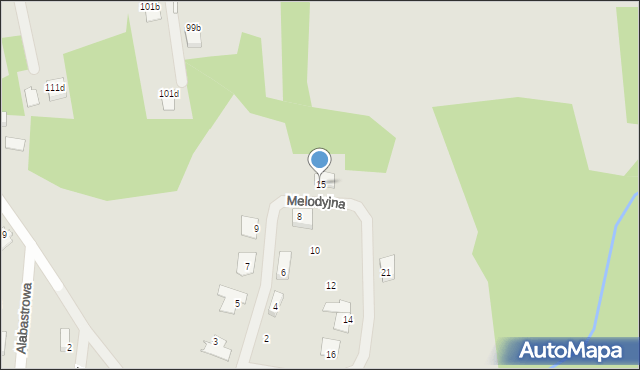 Szczecin, Melodyjna, 15, mapa Szczecina