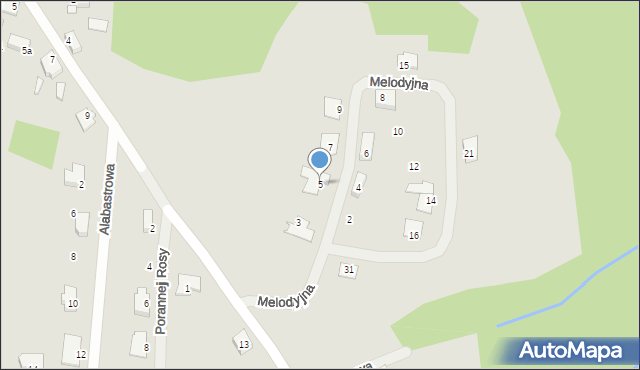 Szczecin, Melodyjna, 5, mapa Szczecina