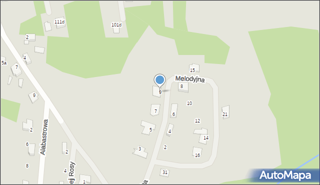 Szczecin, Melodyjna, 9, mapa Szczecina