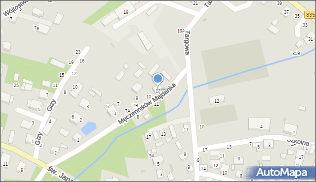 Tarnogród, Męczenników Majdanka, 12, mapa Tarnogród