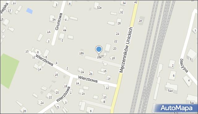 Terespol, Męczenników Unickich, 18a, mapa Terespol