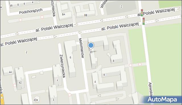 Warszawa, Melomanów, 10, mapa Warszawy