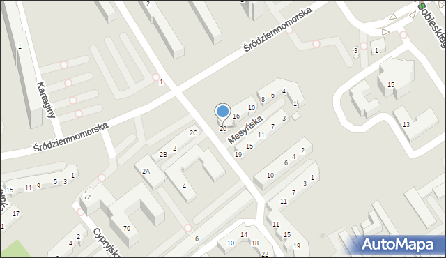 Warszawa, Mesyńska, 20, mapa Warszawy