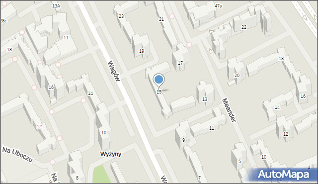 Warszawa, Meander, 15, mapa Warszawy