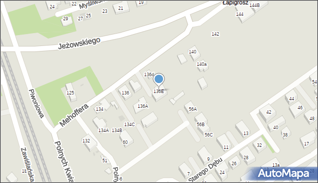 Warszawa, Mehoffera Józefa, 136E, mapa Warszawy