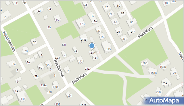 Warszawa, Mehoffera Józefa, 143A, mapa Warszawy