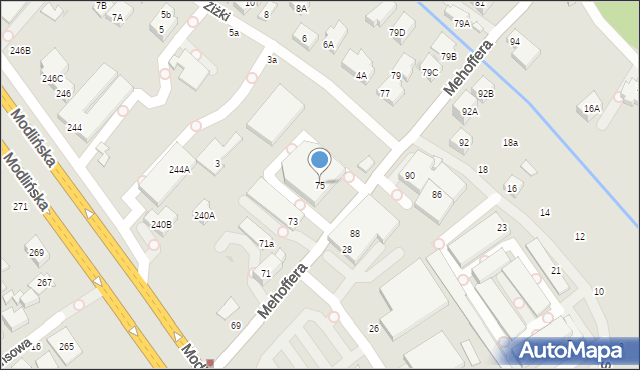 Warszawa, Mehoffera Józefa, 75, mapa Warszawy