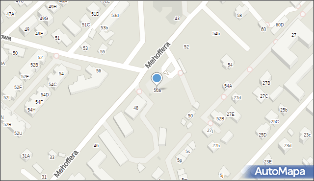Warszawa, Mehoffera Józefa, 50a, mapa Warszawy