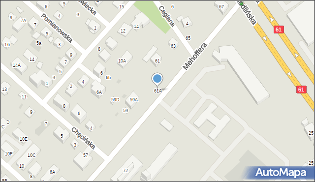 Warszawa, Mehoffera Józefa, 61A, mapa Warszawy