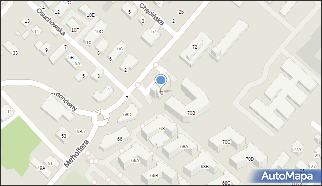 Warszawa, Mehoffera Józefa, 70, mapa Warszawy