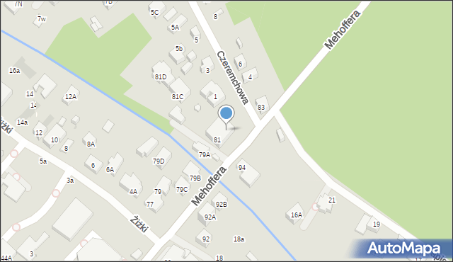 Warszawa, Mehoffera Józefa, 81A, mapa Warszawy