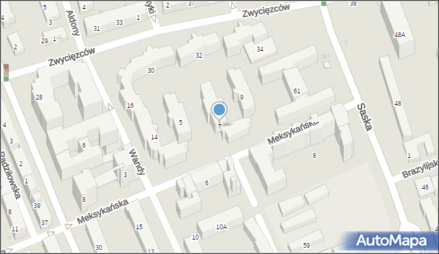 Warszawa, Meksykańska, 7, mapa Warszawy