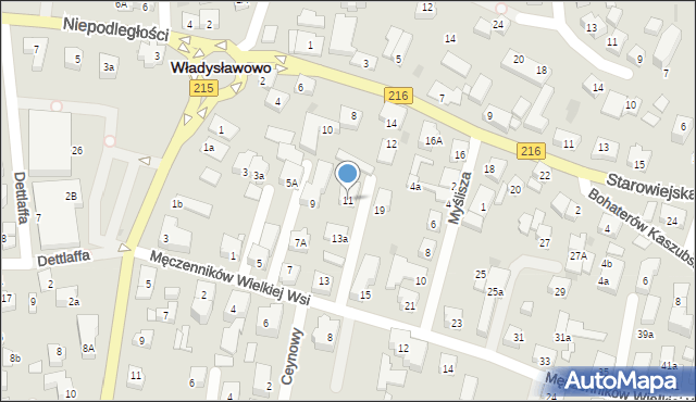 Władysławowo, Męczenników Wielkiej Wsi, 11, mapa Władysławowo