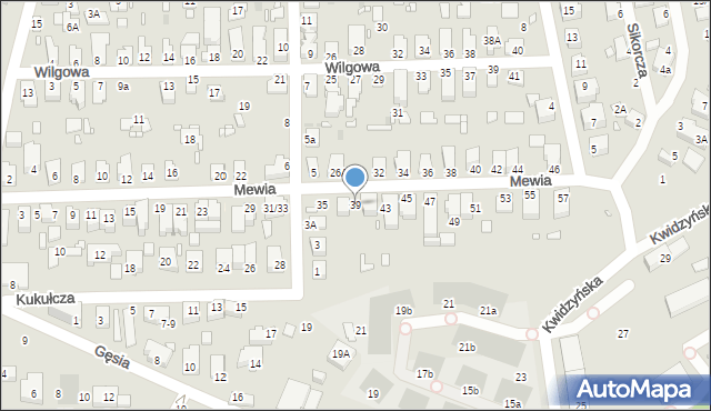 Wrocław, Mewia, 39, mapa Wrocławia