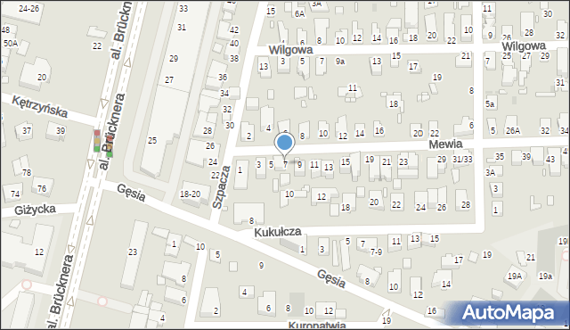 Wrocław, Mewia, 7, mapa Wrocławia