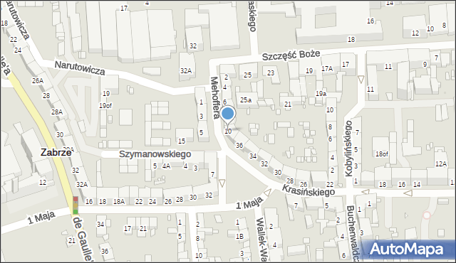 Zabrze, Mehoffera Józefa, 10, mapa Zabrza