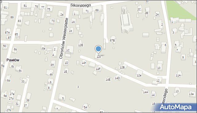 Zabrze, Mendego Edwarda, ks., 12c, mapa Zabrza