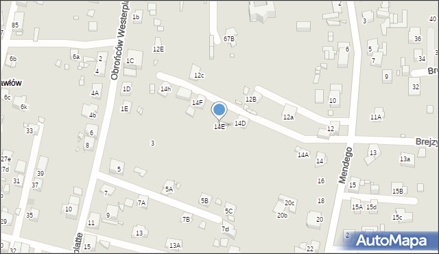 Zabrze, Mendego Edwarda, ks., 14E, mapa Zabrza