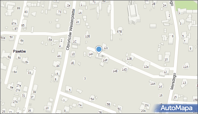 Zabrze, Mendego Edwarda, ks., 14G, mapa Zabrza