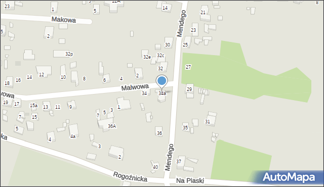 Zabrze, Mendego Edwarda, ks., 34a, mapa Zabrza