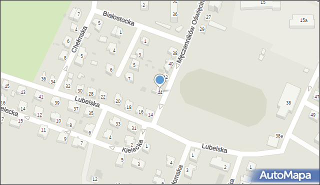 Żary, Męczenników Oświęcimskich, 44, mapa Żary