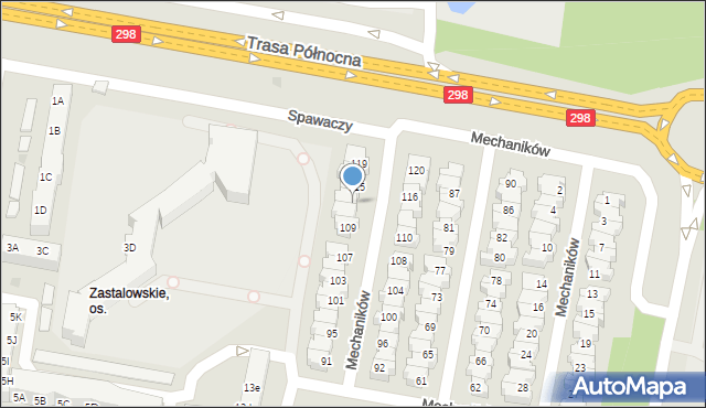 Zielona Góra, Mechaników, 113, mapa Zielona Góra