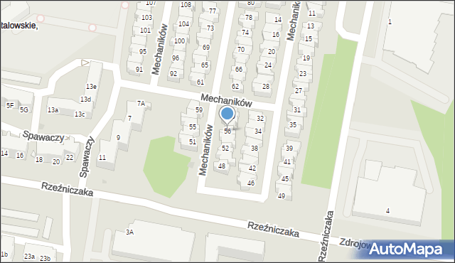 Zielona Góra, Mechaników, 56, mapa Zielona Góra