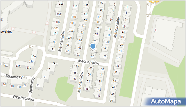 Zielona Góra, Mechaników, 64, mapa Zielona Góra