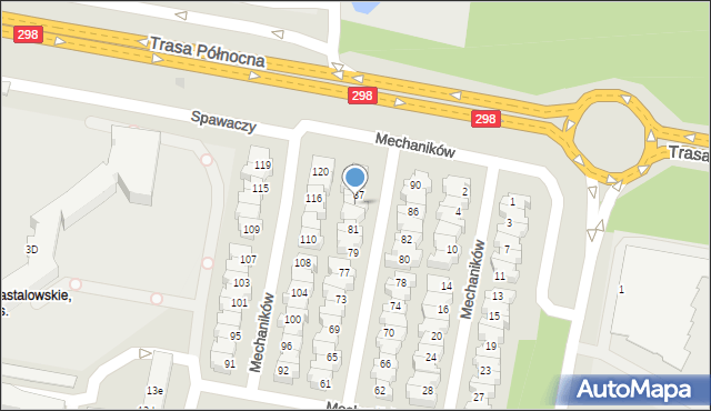 Zielona Góra, Mechaników, 85, mapa Zielona Góra